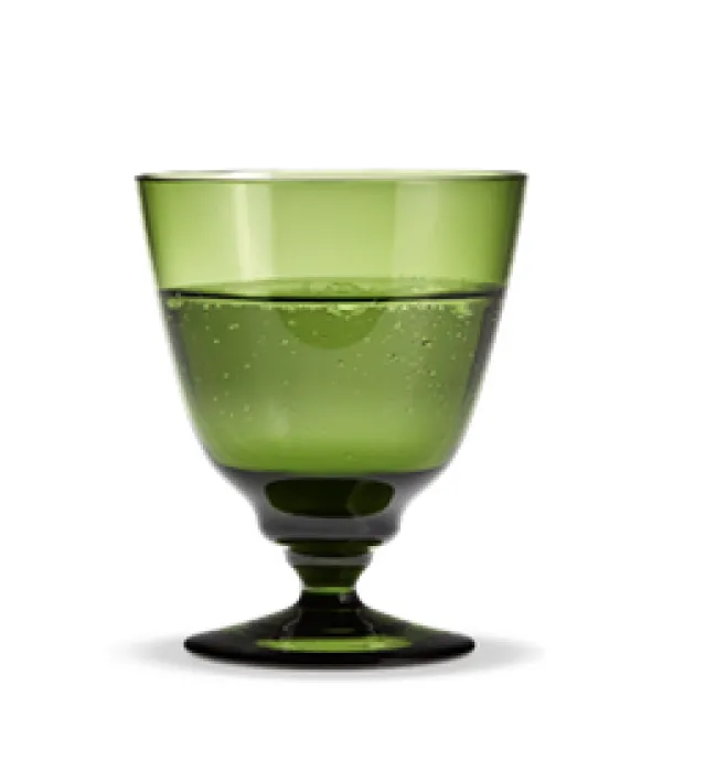 Flow glass med stett olivengrønn