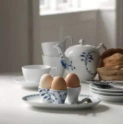 Hvit riflet -Eggeglass -2pk