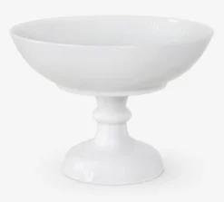 Hvit riflet kakefat på stett